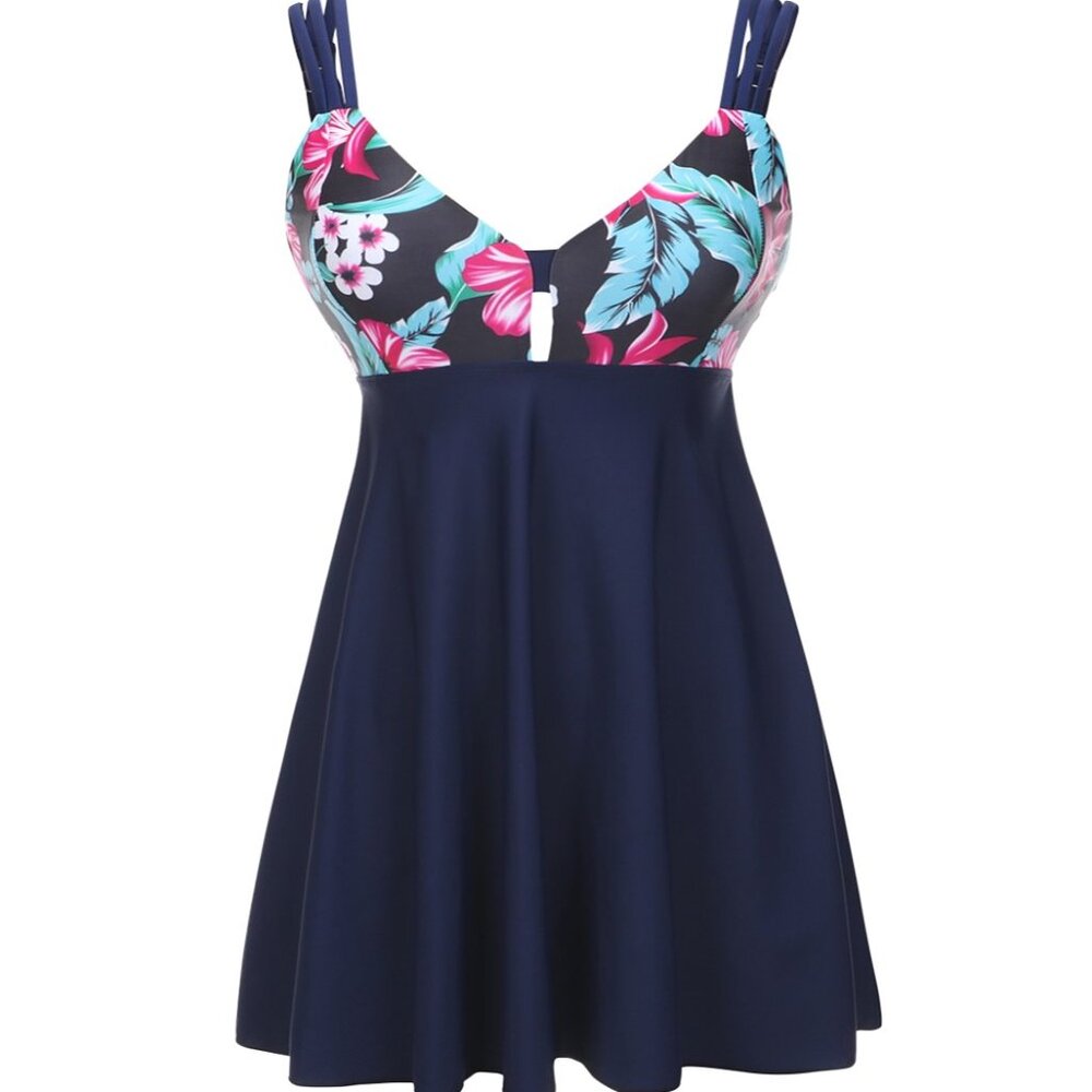 Wholesale 3-Pack Two-Piece Tankini Swimdress Bundles Floral Swimwear